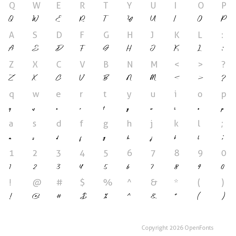 Character Map of Thelague Java Regular