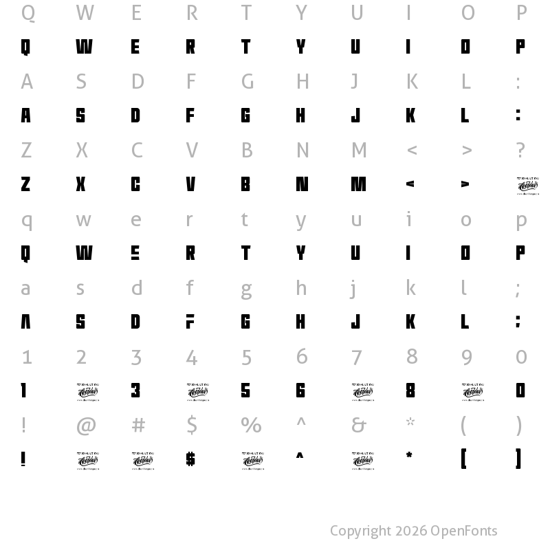 Character Map of Thematheka Regular