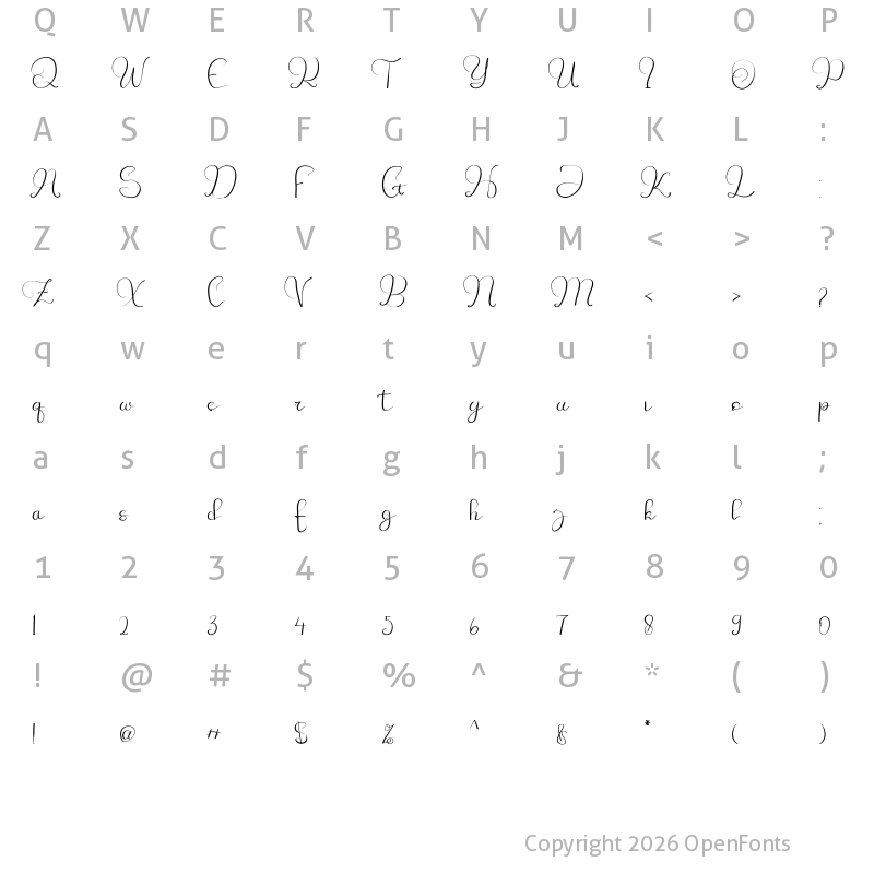 Character Map of Theminto Ganokno CANDEN