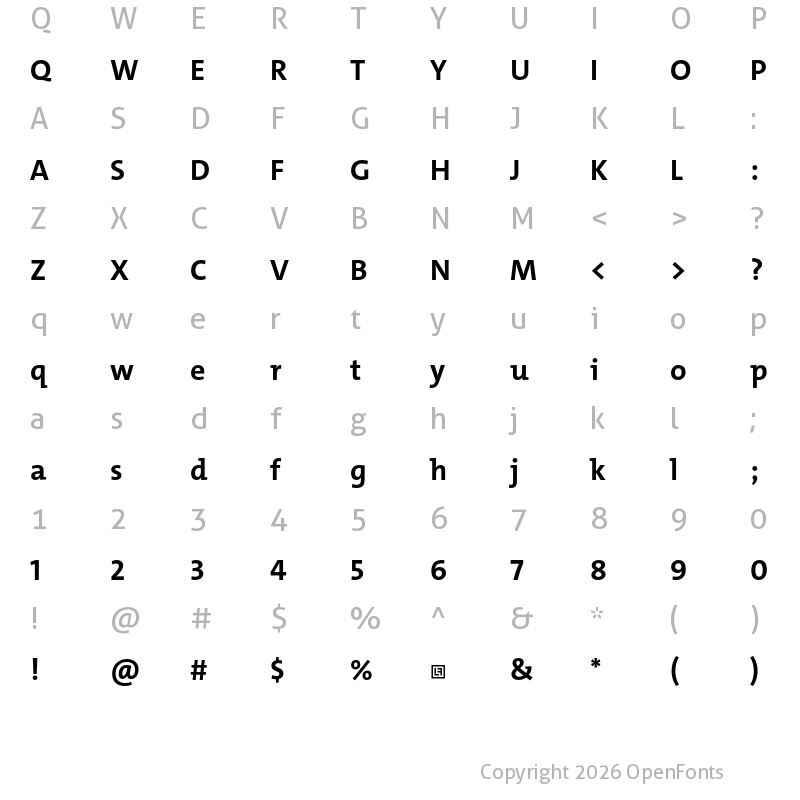 Character Map of TheMix Trial Bold