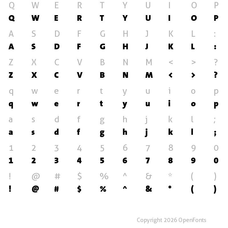 Character Map of TheSansB W9 Black