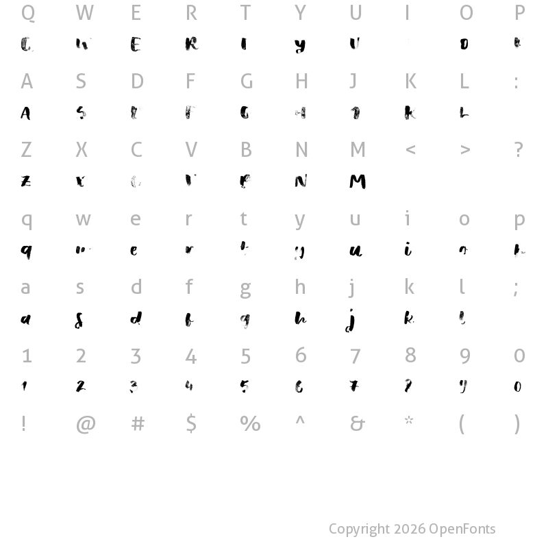 Character Map of These Days Sample Regular