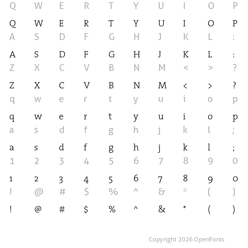Character Map of TheSerif Light
