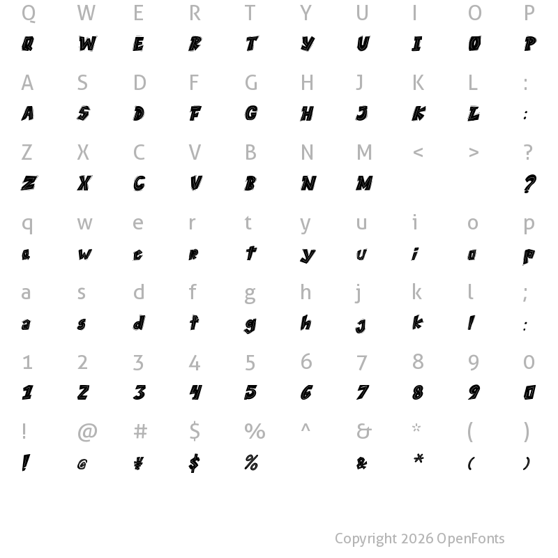 Character Map of THEYGI Italic
