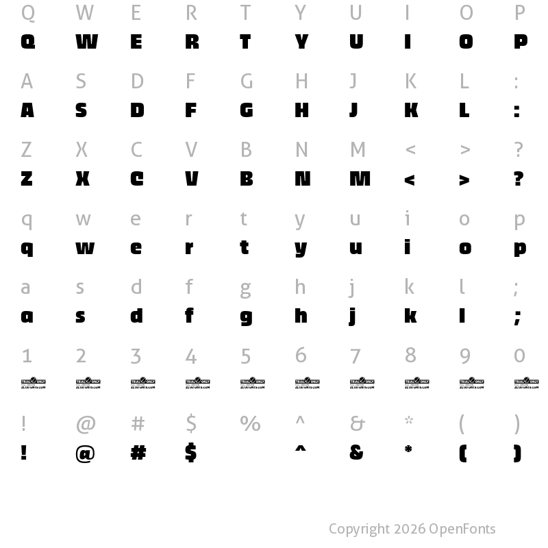 Character Map of Thicker Trial Black