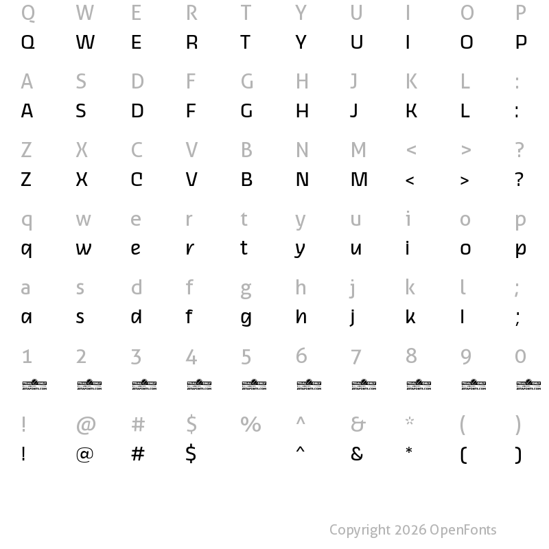 Character Map of Thicker Trial Regular Upright