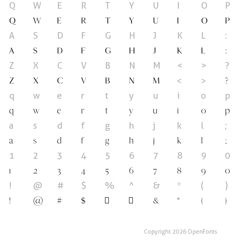 Character Map of Thomas Mag Regular