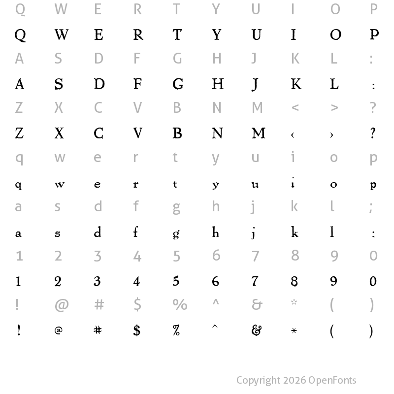Character Map of Thomas Paine Regular