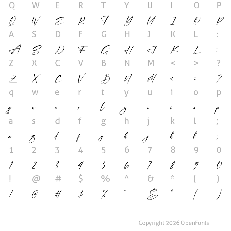 Character Map of Thomson Signate Regular