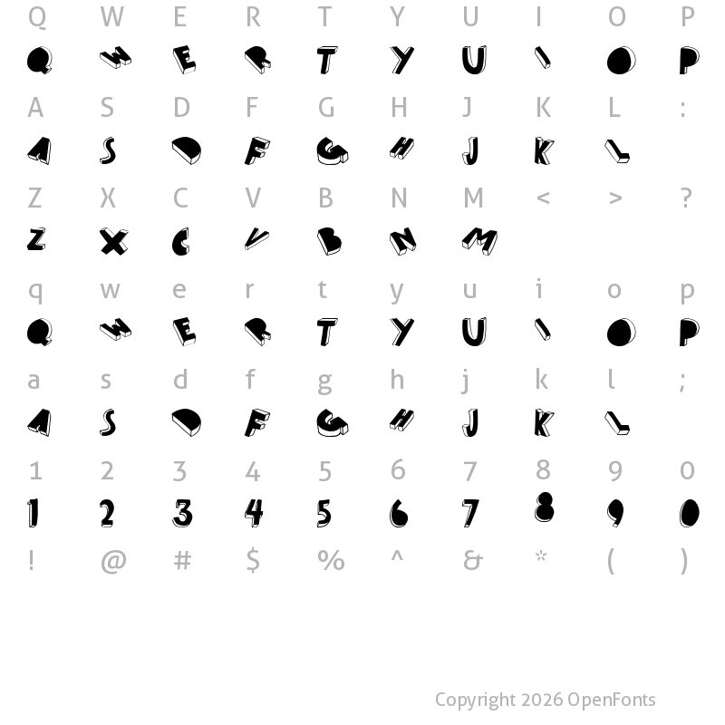 Character Map of threed filled Regular