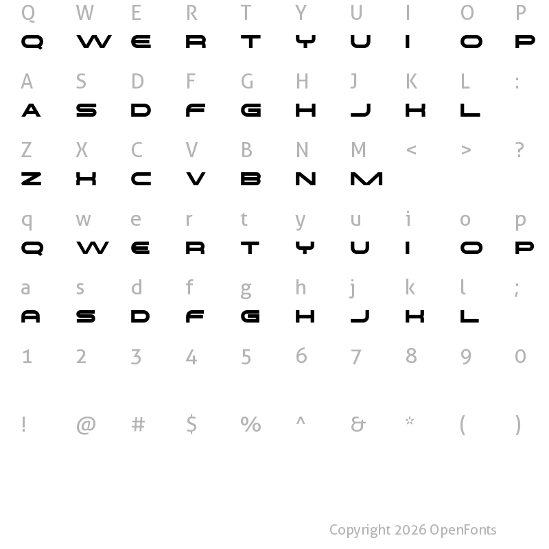 Character Map of THRONE FREE Regular