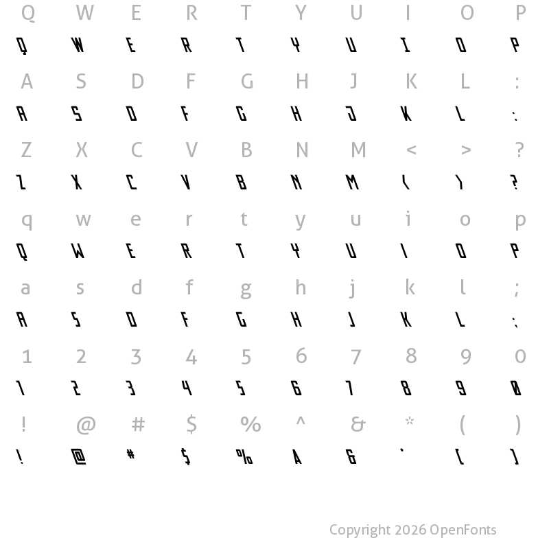 Character Map of Thunder Nova Super-Leftalic Regular