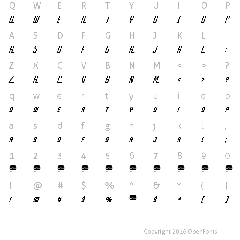 Character Map of Thunder Regular