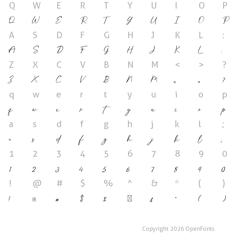 Character Map of Thunderstone Script