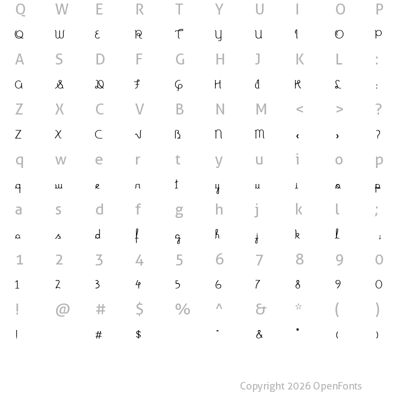Character Map of Tia Marcia Regular