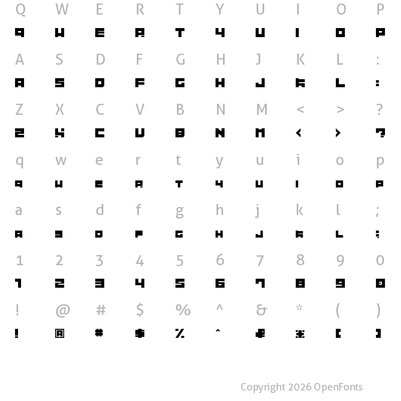 Character Map of Tibitto Regular