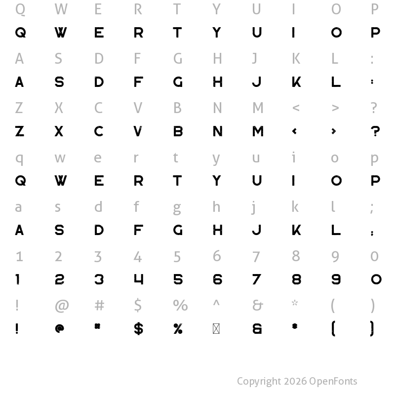Character Map of Tillie Regular