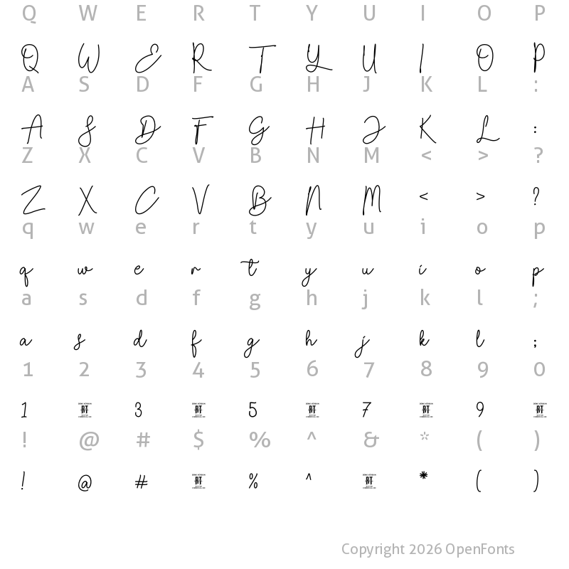 Character Map of Timber Lake Regular