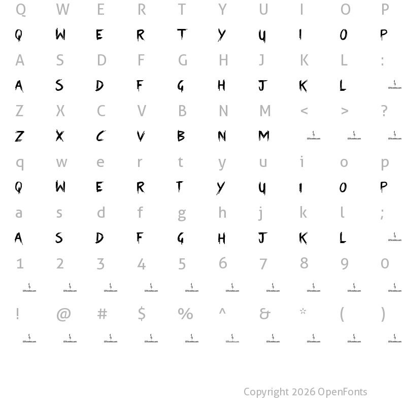 Character Map of Time Stop Personal Use Regular