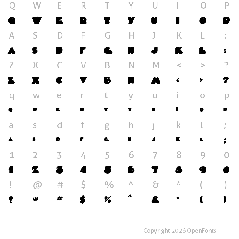 Character Map of Timepiece 3D BackFill Regular
