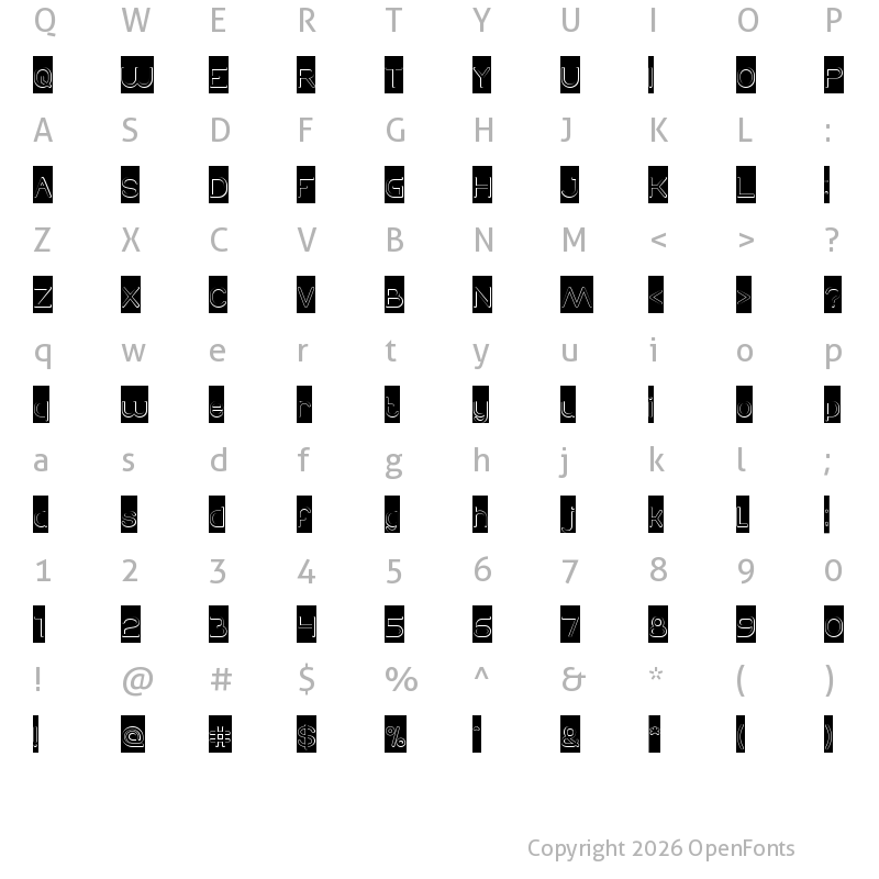 Character Map of Times New Romance-Hollow-Invers Regular