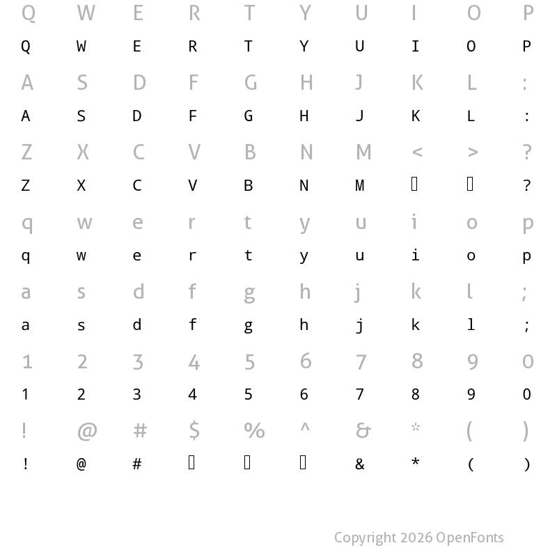 Character Map of Times Olden Roman Regular