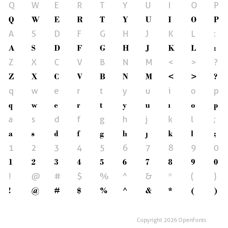 Character Map of TimeWarner Bold