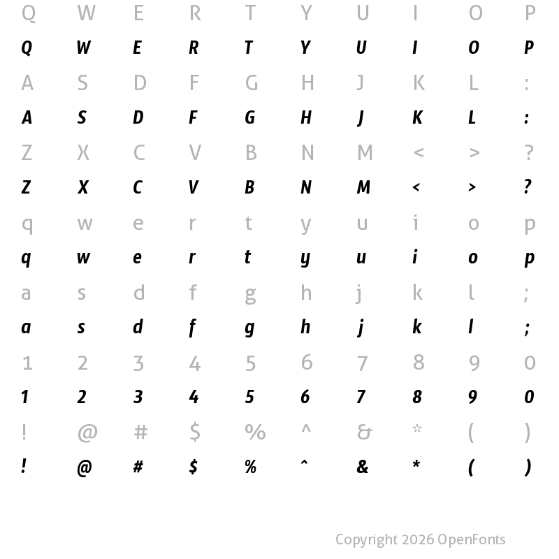 Character Map of Timmana Regular