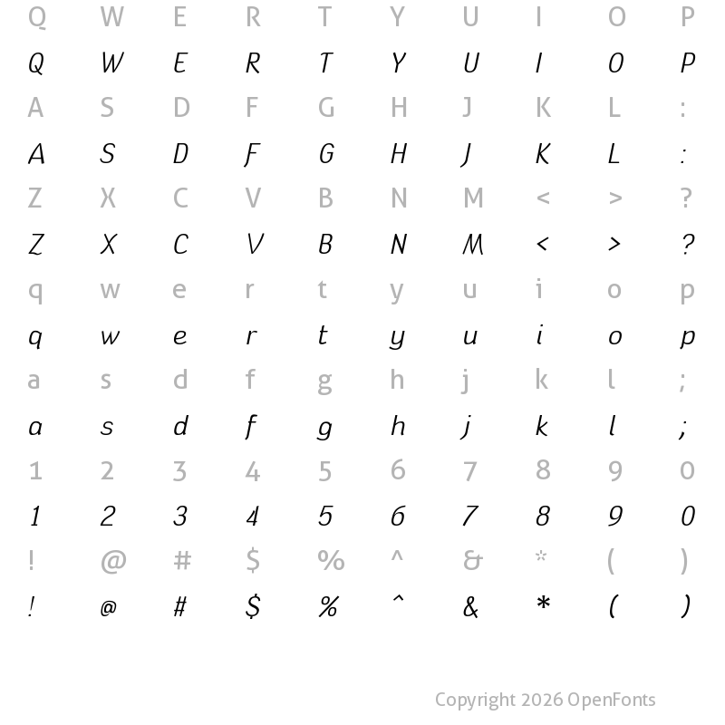 Character Map of Tin Birdhouse Italic