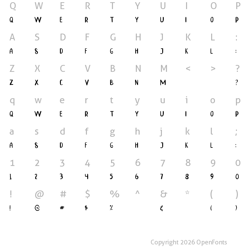 Character Map of TINNY HURRY Regular
