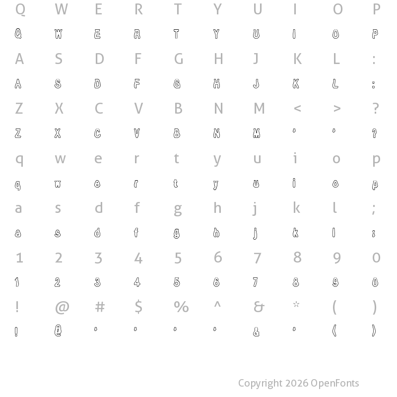 Character Map of Tioem-Open Regular
