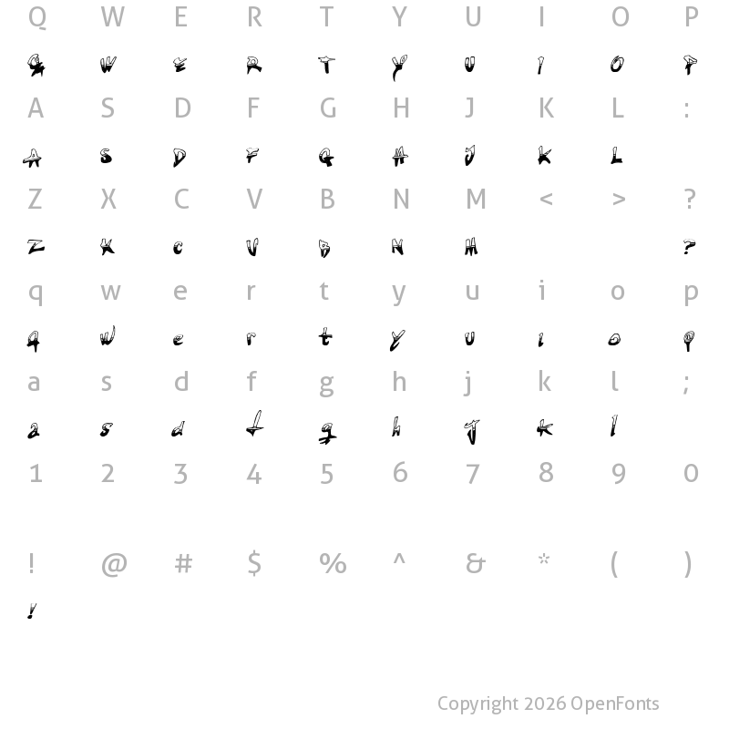 Character Map of TIRED TERRORIST Regular
