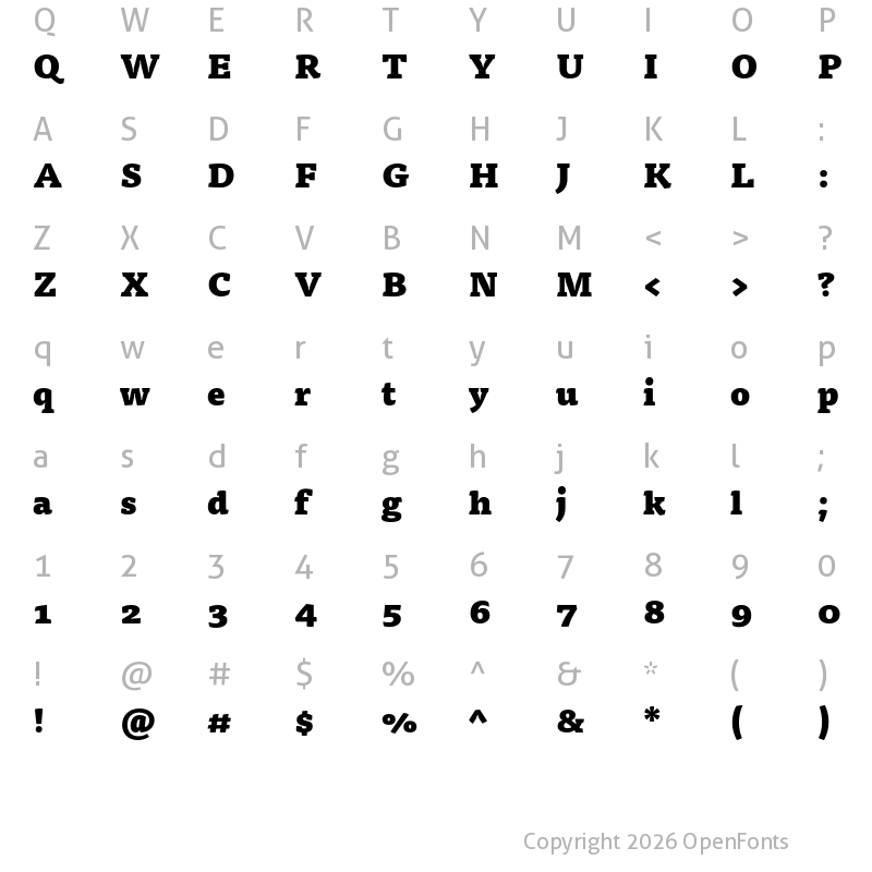 Character Map of Tisa Pro Black