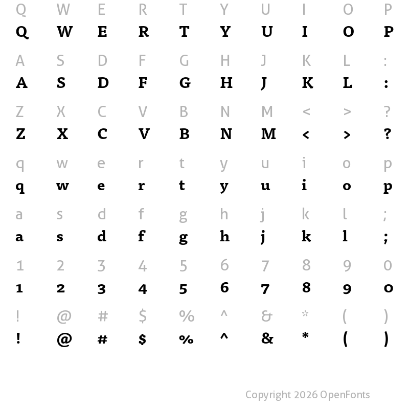 Character Map of Tisa Pro Bold