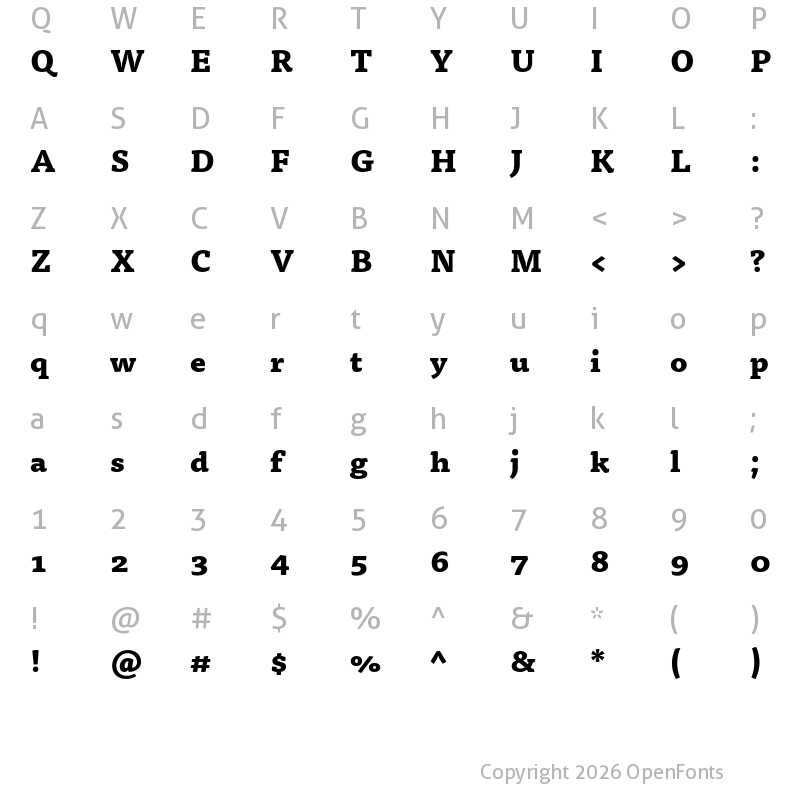 Character Map of Tisa Pro Extrabold