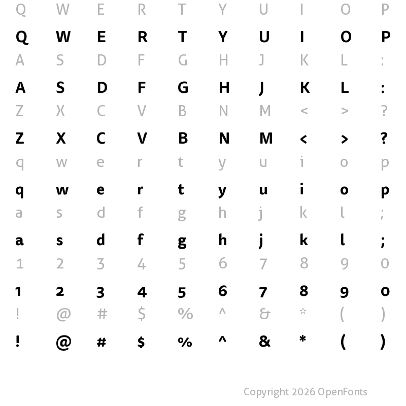 Character Map of Tisa Sans Pro Bold