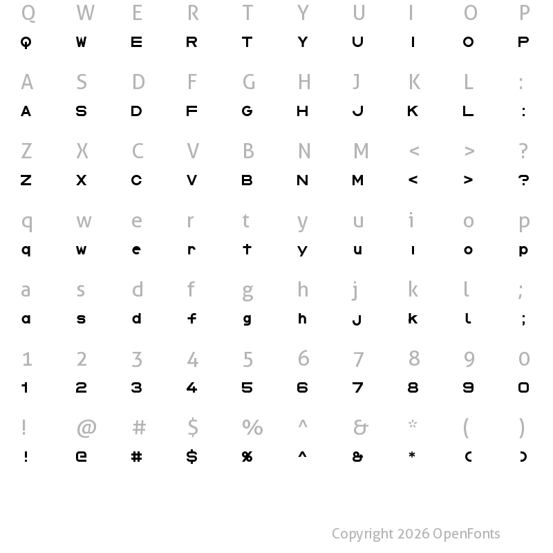 Character Map of TJF Optik Sans Black