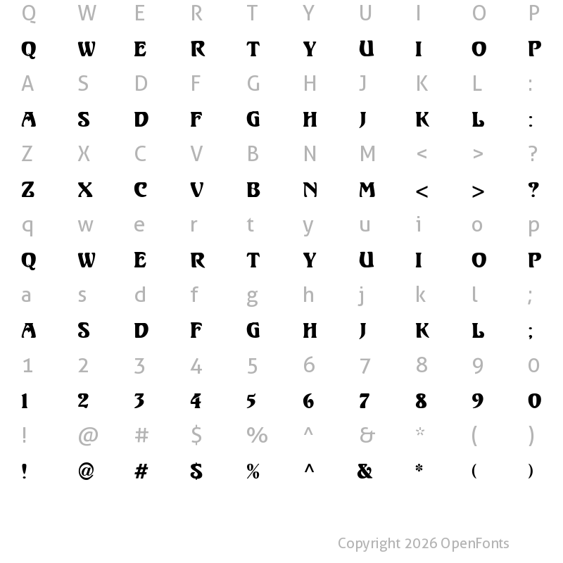 Character Map of TM Unicorn Regular