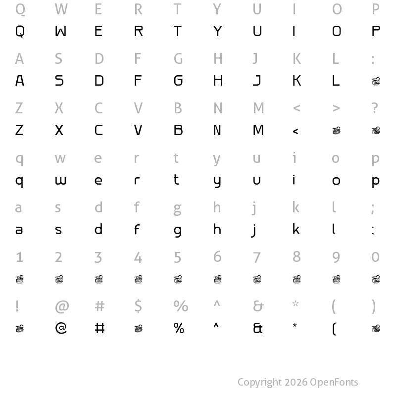 Character Map of Toleis Thin