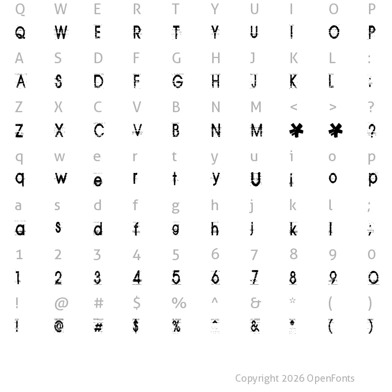 Character Map of Tom Violence Regular