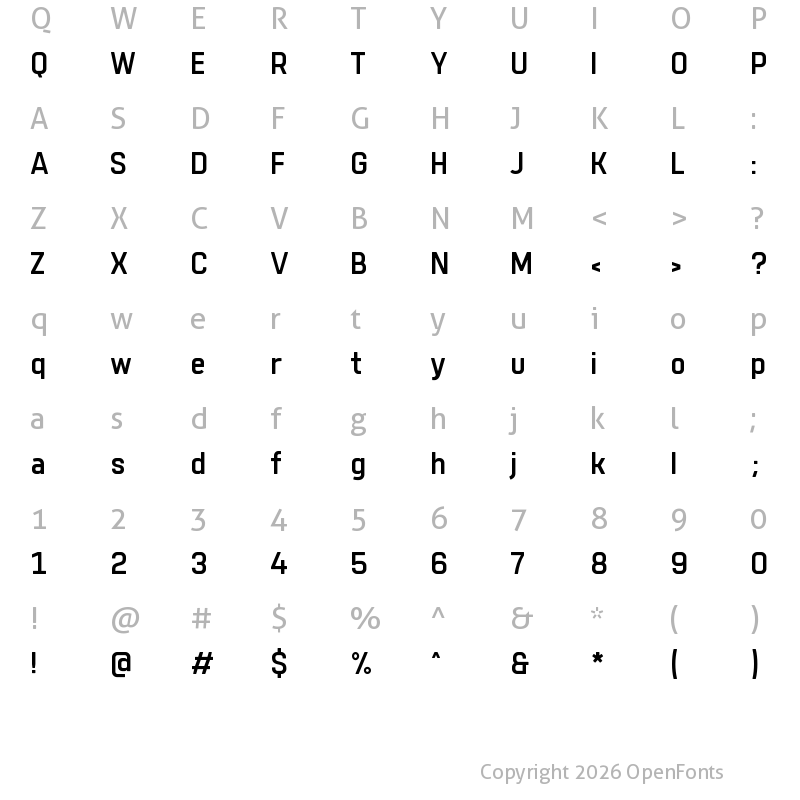 Character Map of Tomkin Medium