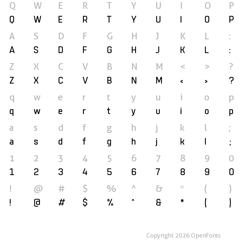 Character Map of Tomkin Regular