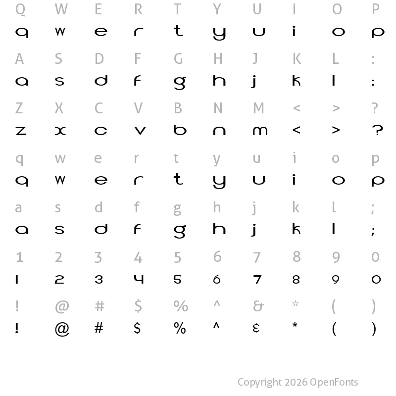 Character Map of Topeka Regular