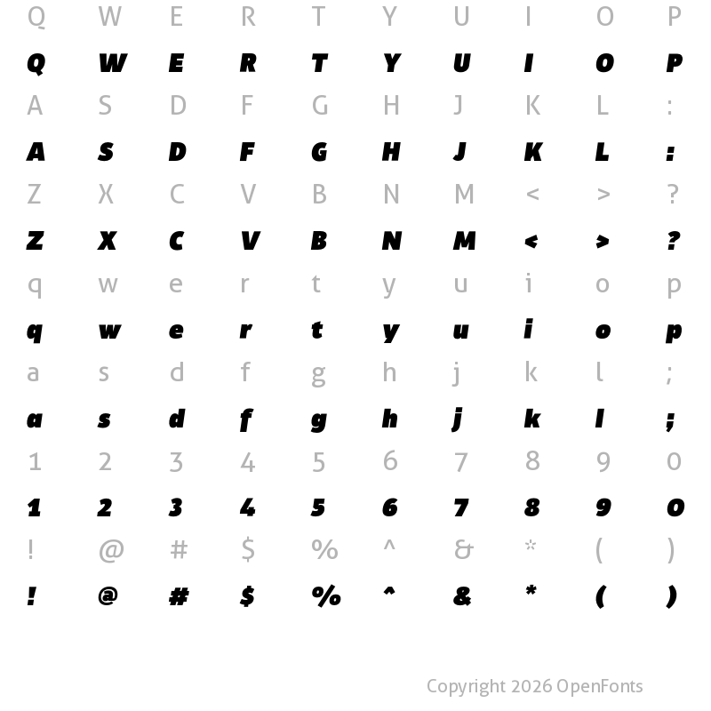 Character Map of Tosia Black Italic