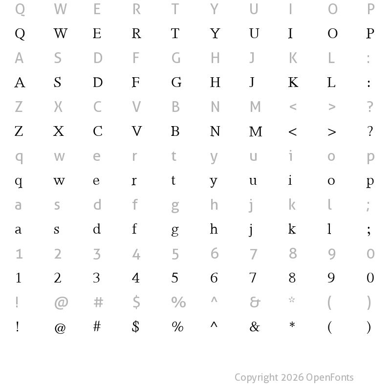 Character Map of Touch Regular