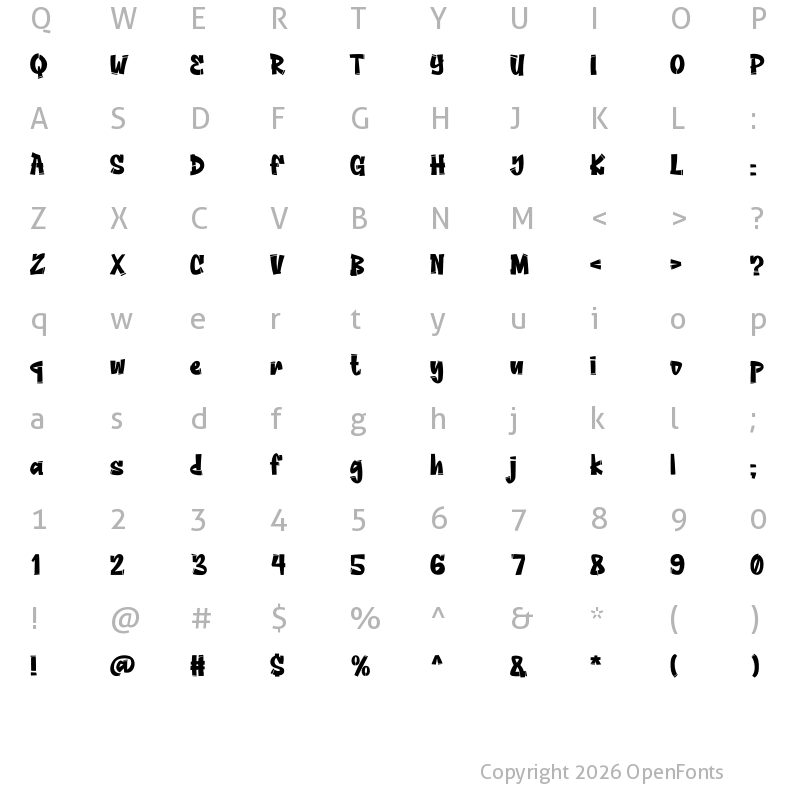 Character Map of TOUGHWALL Regular