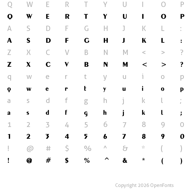 Character Map of Touraine Bold