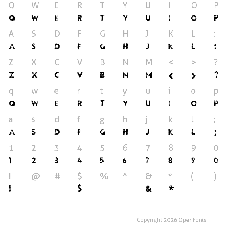Character Map of Tourmaline Brush