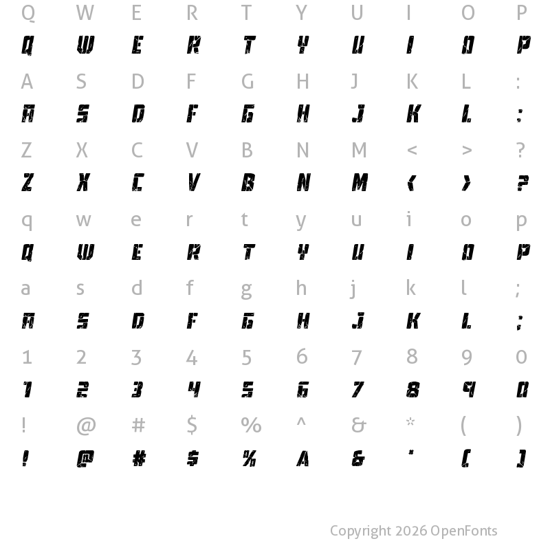 Character Map of Tower Ruins Italic Italic