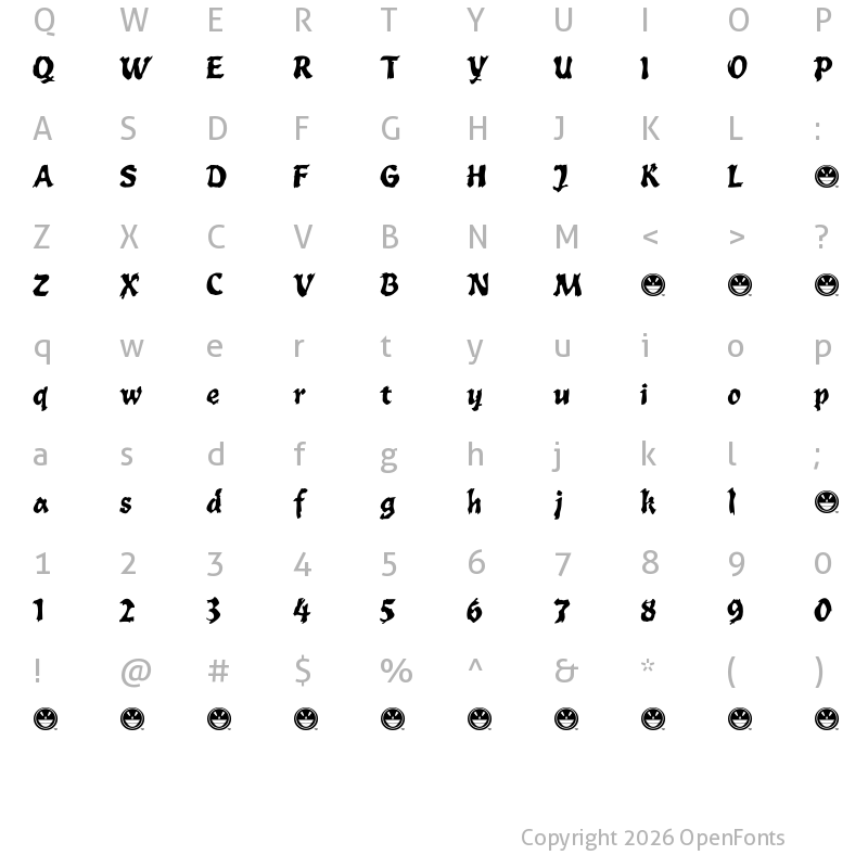 Character Map of TOXIA Regular